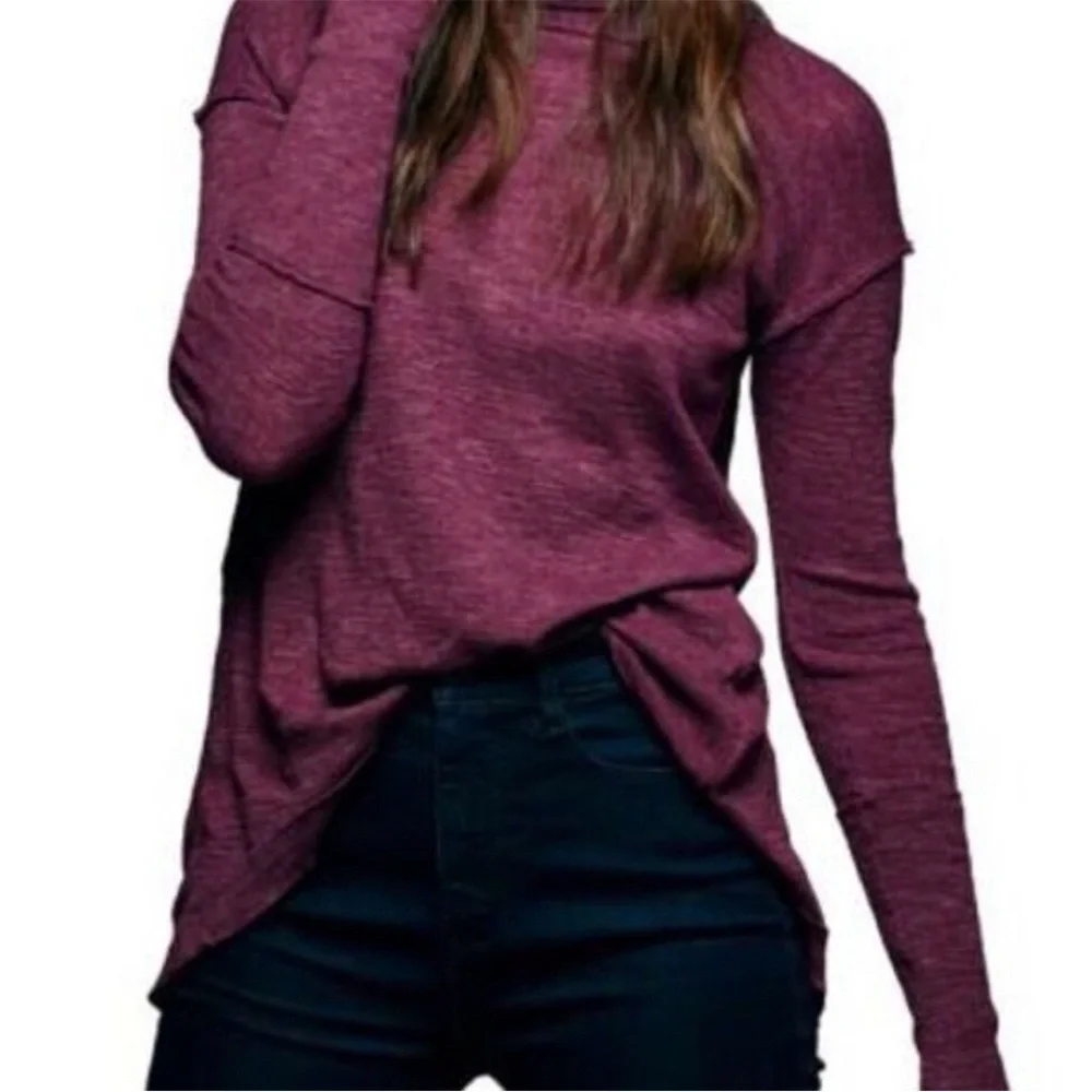Free People Open Back Knit Turtleneck Plum Sz. M
